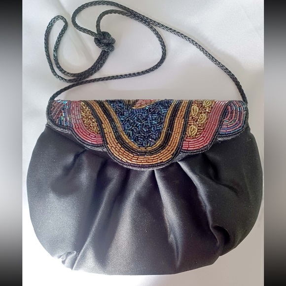 Handbags - Vintage Black Beaded handbag